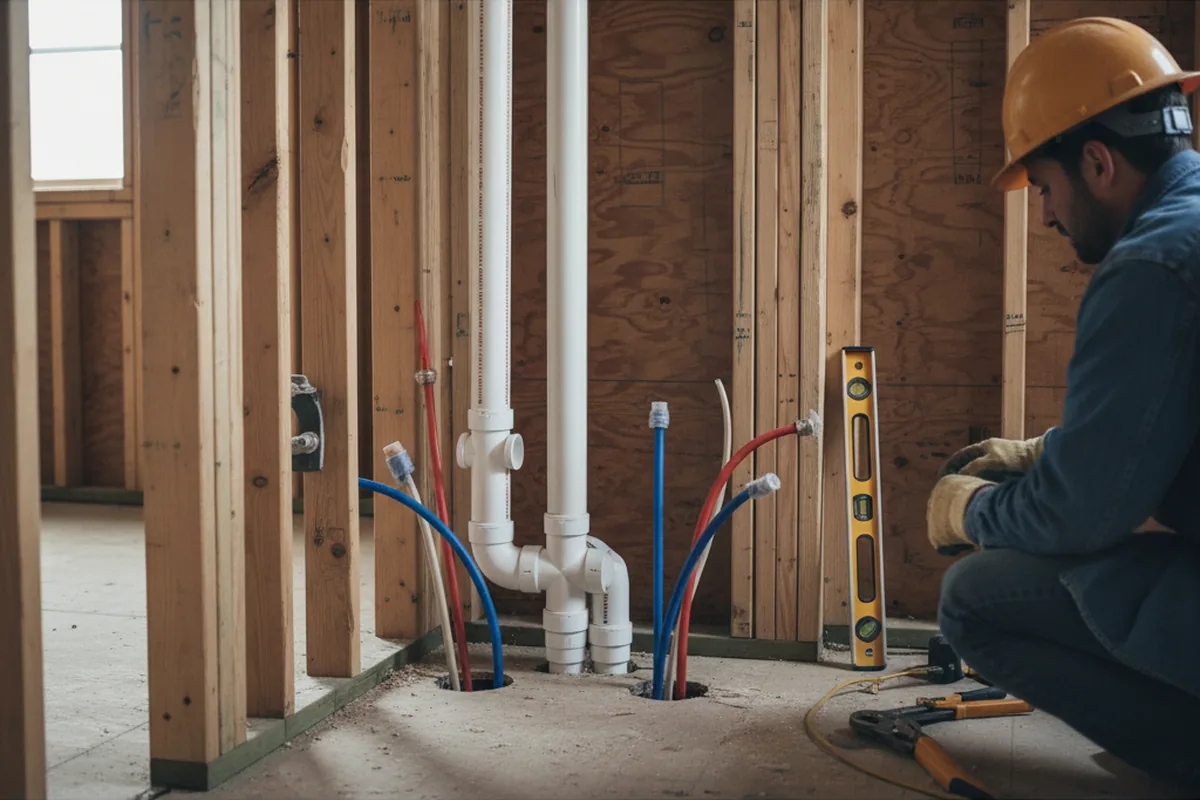 Drain and supply rough-in during Sump Pump Repair in Nikiski