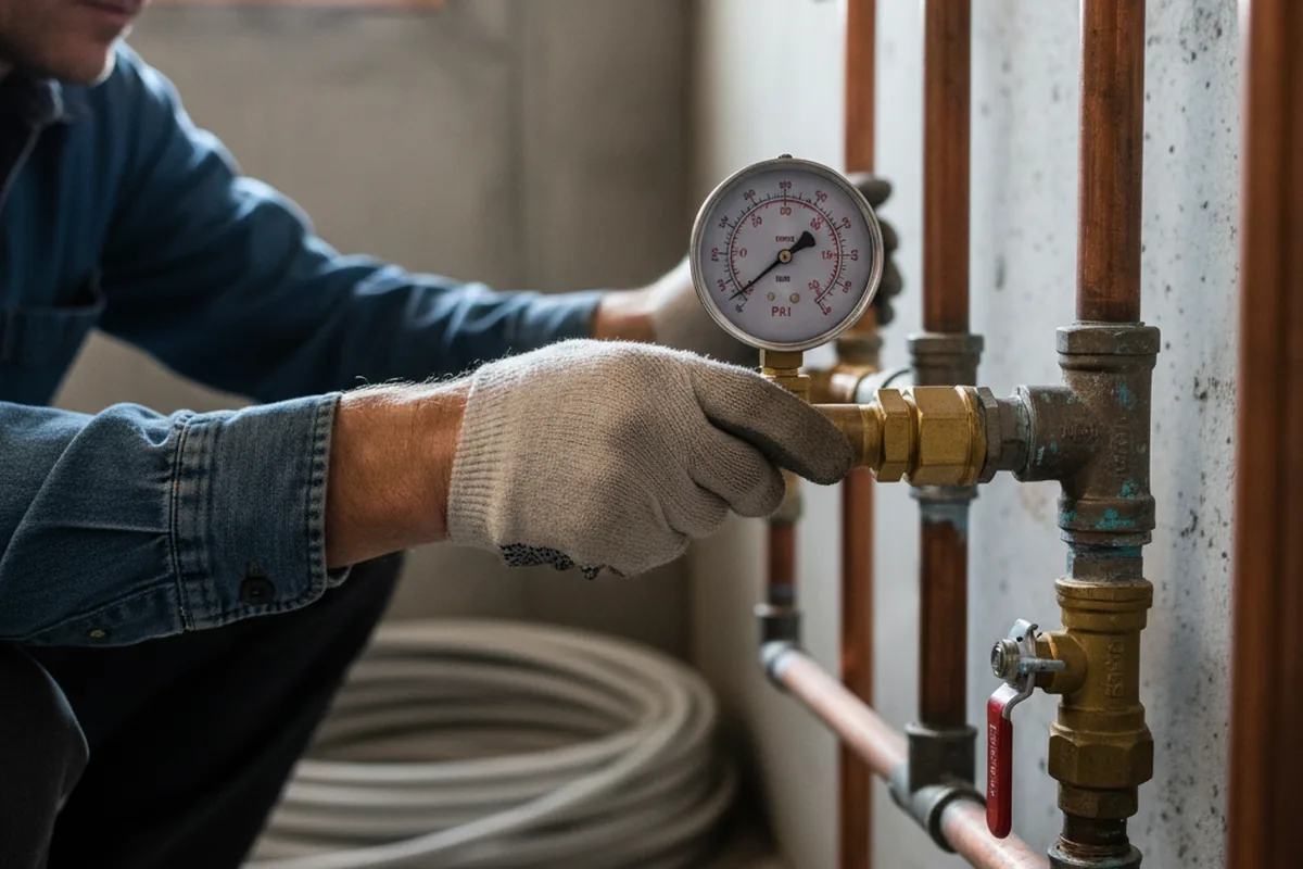 Pressure testing a repaired line during Water Line Repair in Nikiski